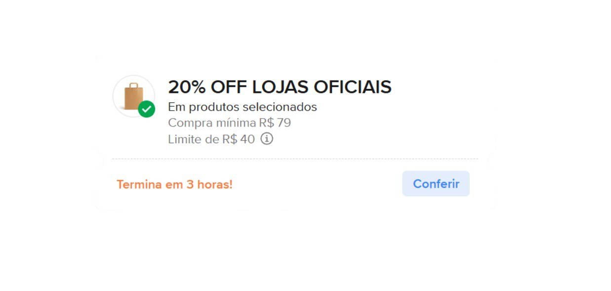 NOVO CUPOM DE 20% OFF NO ML