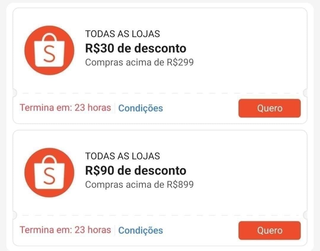 NOVOS CUPONS SHOPEE