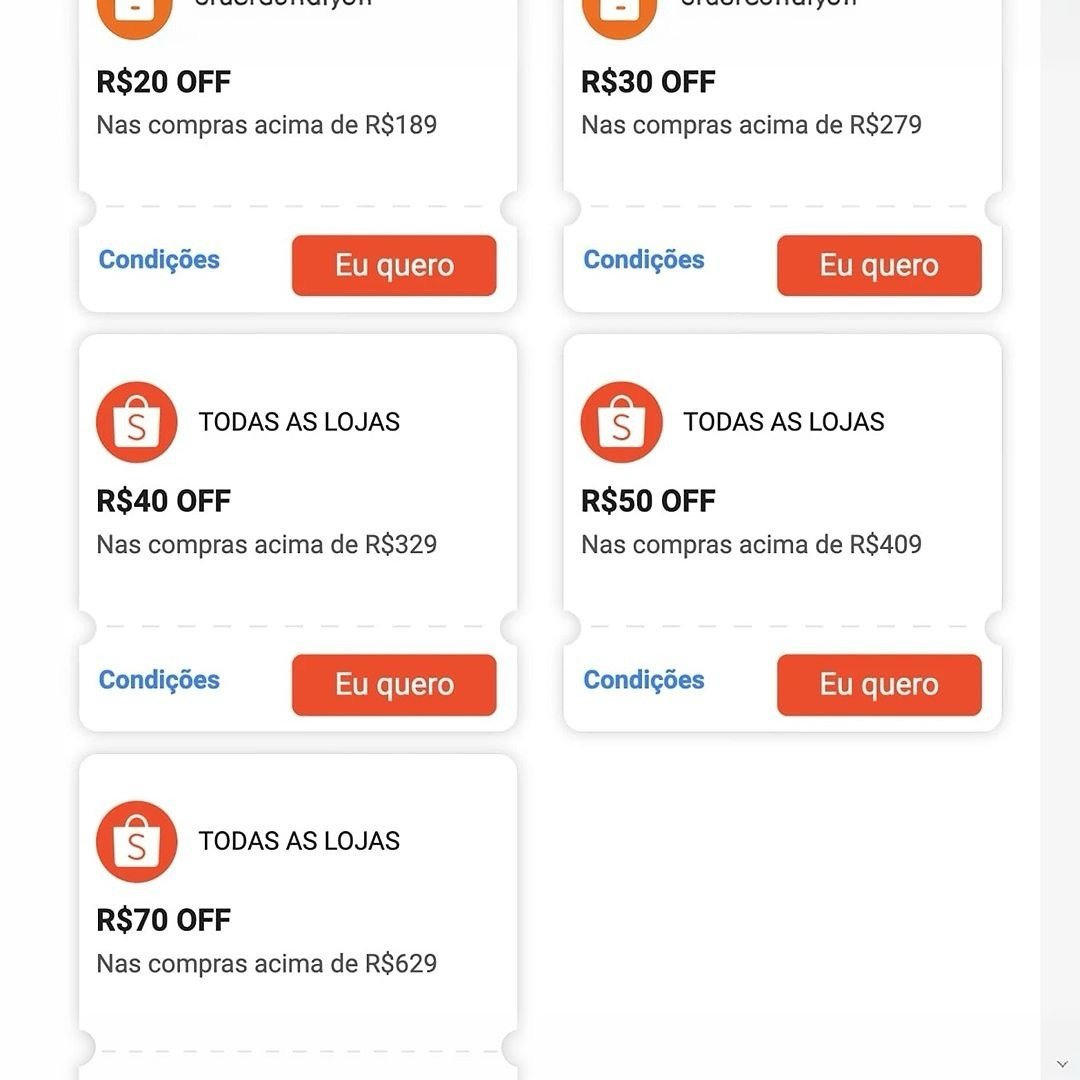 NOVOS CUPONS SHOPEE